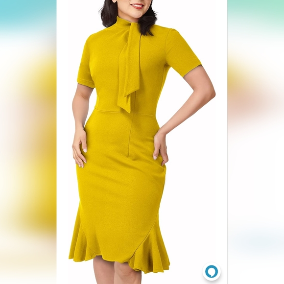aisize Dresses Vintage Style Golden Yellow Wiggle Dress Poshmark
